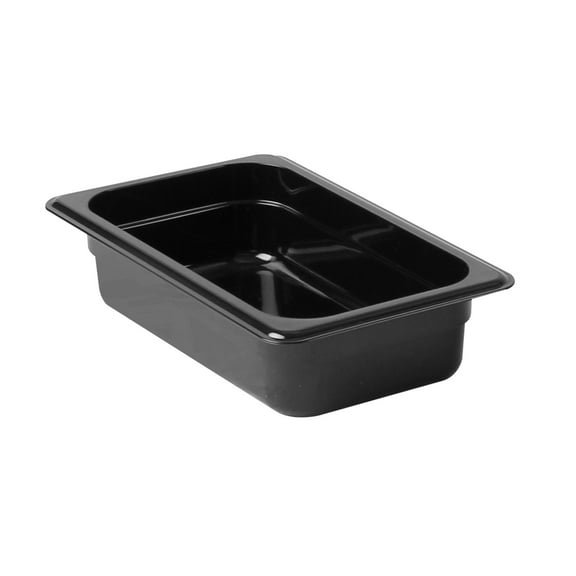 Excellante Quarter size 2 1/2" deep polycarbonate food pan, black, NSF certified, comes in each