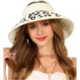 thumbnail image 1 of Womens Beach Straw Sun Hats Ponytail Hole Wide Brim Summer Visor Foldable Hat Sun Protection Packable for Travel Pool, 1 of 5