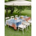 thumbnail image 4 of Outdoor Tablecloth with Umbrella Hole for Patio/Picnic/Party/Camping, Blue Coastal Jellyfish Waterproof Table Cloth Rectangle Table Cover Washable, Nautical Starfish Coral Wooden Grain (54"x 80"), 4 of 9