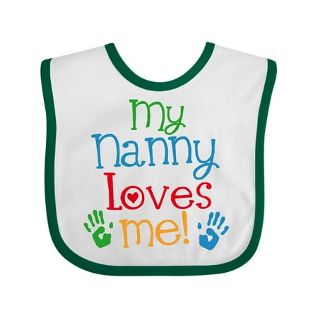 

Inktastic My Nanny Loves Me Grandson Gift Baby Boy or Baby Girl Bib