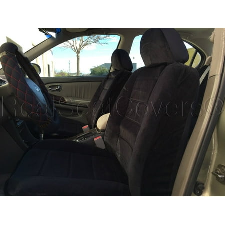 Chevrolet Cruze Seat - Thick Heavy Protective Smooth Textured 4pc Front 2 Seat Cover CHEVROLET CRUZE (Black)