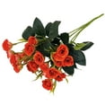 thumbnail image 4 of 25 Heads Artificial Rose Flower Table Desk Decorative Fake Rose Bouquet Wedding Party Floral Decor, Orange Red, 4 of 9