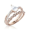 thumbnail image 3 of Gorgeous Minimalist Art Deco 1.75 Carat Pear Cut Authentic Diamond Moissanite Engagement Ring, One Matching Band, Twisted Band Wedding Ring in 10k Solid Rose Gold Gift For Her, Promise Ring, 3 of 3