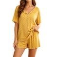 thumbnail image 2 of Akafmk Women's Polka Dots Pajama Set V Neck Short Sleeve Ruffle Hem with Shorts Loungewear Set, 2-Piece, Sizes XL, 2 of 5