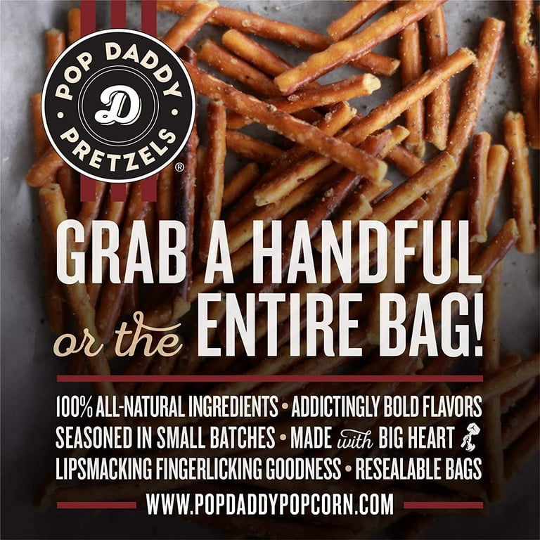 Pop Daddy (6) 7.5 oz Bags Gourmet Seasoned Pretzel Sticks 