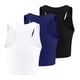 thumbnail image 3 of Conjunto de 3 camisetas sin mangas para mujer: camisetas de entrenamiento sin costuras con ribetes, camisetas cortas sin mangas, ropa informal/de playa/de deporte, 3 of 3