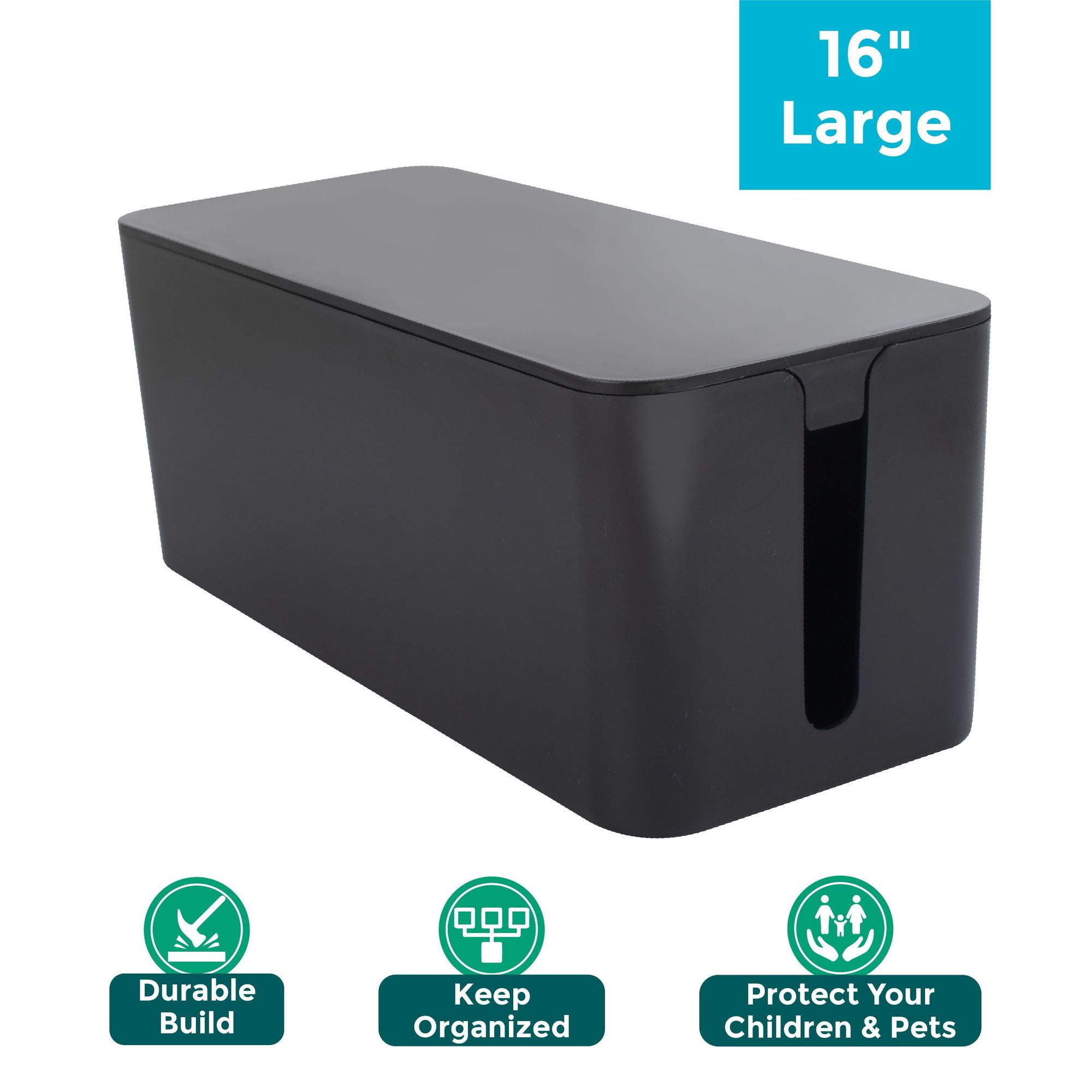 16" Cable Management Box Power Strip, Cords, Surge Protector Hiding