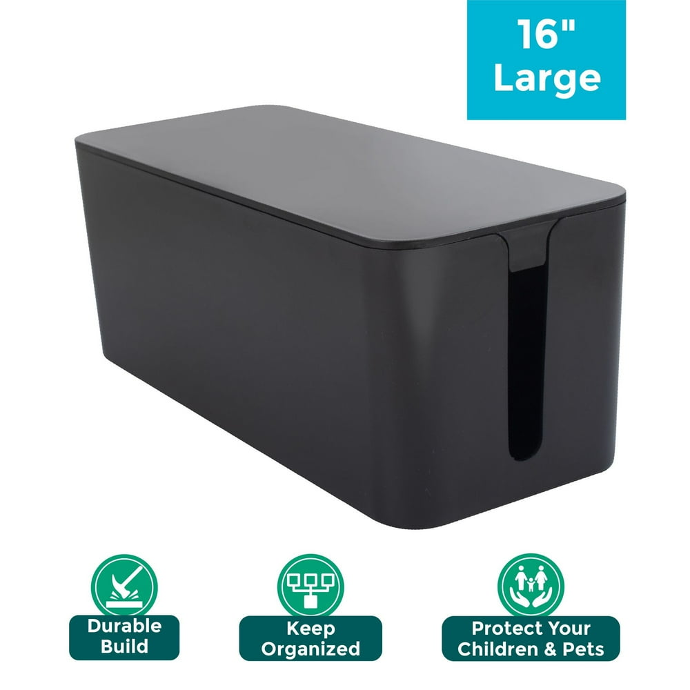 16" Cable Management Box Power Strip, Cords, Surge Protector Hiding