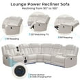 thumbnail image 2 of Power Recliner Sofa Sets with Speaker for Living Room Gray Faux Leather Electric Home Theater Seating Reclining Sofa with Console Storage, 2 of 6