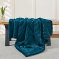 thumbnail image 3 of Home Soft Things Shaggy Wavy Faux Fur Throw Blanket with Micromink Back, Luxury Soft Cozy Plush Fluffy Fuzzy Reversible Thick Warm Throw Blanket, 50x60 inches, Teal, 3 of 11