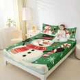 thumbnail image 4 of Manfei Merry Christmas Bed Sheets,Cute Xmas Snowman King Sheets,Green White Red Sheet Set For Kids,Breathable Home Decor,4pcs, 4 of 7