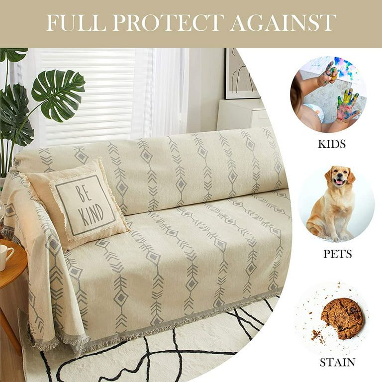 Soft Cotton Minimalist Non-Slip Sofa Cover , Washable Cushion , Furniture  Protector
