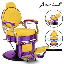 Artist Hand Retro Barber Chair Heavy Duty Hydraulic Vintage Recline Salon Chair (Yellow)