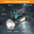 thumbnail image 4 of Super Bright LED Searchlight Portable Rechargeable Spotlight Handheld Flashlight, 4 of 12