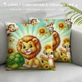 thumbnail image 3 of Leisuo Cartoon Throw Pillow Cushion Cover, Relaxing in Flowers Nature Butterfly Lion King Graphic, Decorative Square Accent Pillow Case, Orange Blue Yellow, 3 of 5