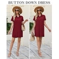 thumbnail image 4 of Ekouaer Nightgowns for Women Button Down V Neck Sleepshirt Short Sleeve Nursing Dress, 4 of 6