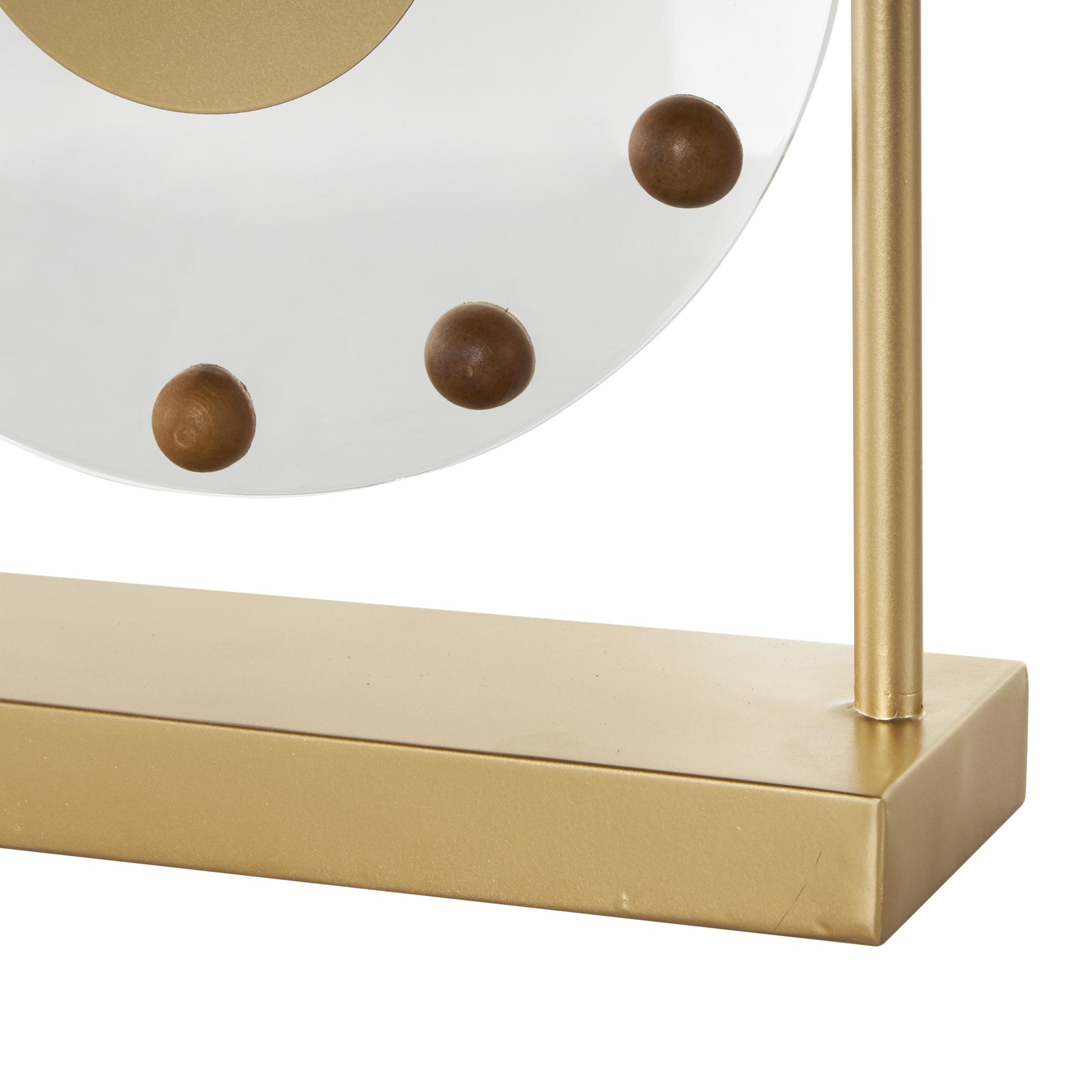 DecMode 12" Gold Metal Acrylic Face Clock with Wood Ball Accents