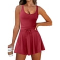 thumbnail image 1 of Vestido de tenis Caracilia Workout con bolsillos cortos rojo para mujer, 1 of 8