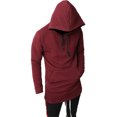 thumbnail image 2 of Ma Croix Mens Hooded Hipster Longline Pullover Hoodie Elongated Extended Sweatshirt Tee, 2 of 5