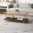 thumbnail image 2 of Evelyn&Zoe,ez 45" Wide Rectangular Coffee Table with MDF Shelf, Brass/Walnut, 2 of 7
