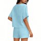 thumbnail image 4 of Conjunto Corto Casual para las Mujeres Manga Corta Bolsillo Pantalones Cortos Pantalones de Señoras Conjunto con Cuello Redondo Top, Ropa Casual de Verano, 4 of 8