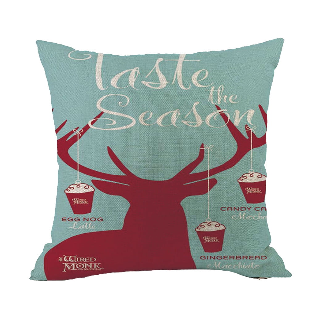 Deer Cover Room Case Pillow Decor Home Christmas Printed Elk Throw Sofa Cushion 