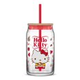 thumbnail image 1 of Hello Kitty Gobelet en Verre Saveur Préférée avec Couvercle en Bambou et Paille Rouge, 1 of 5