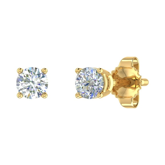 1/3 Carat 4-Prong Set Diamond Stud Earrings in 14K Yellow Gold