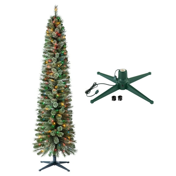 Home Heritage Stanley Pine Christmas Tree, 7' with Metal Base Stand