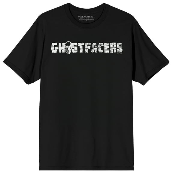 Supernatural Ghostfacers Logo on Black Short Sleeve Adult T-Shirt-XXL