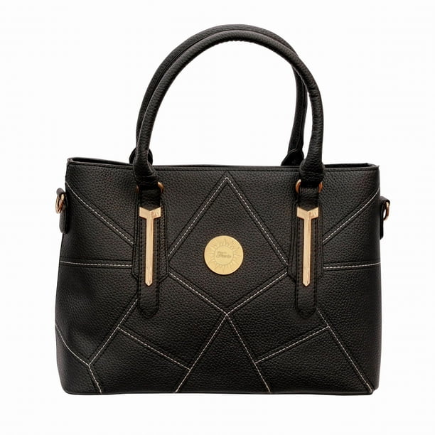 Ari Top Handle Tote Black | High Quality PU Vegan Leather Women&#39;s Shoulder Bag with Interior ...