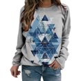 thumbnail image 1 of Camisas informales de manga larga para mujer, sudadera de cuello redondo con estampado de rombos geométricos, jersey de cuello redondo, Tops tipo túnica holgados Pompotops FGAJ1309, 1 of 6