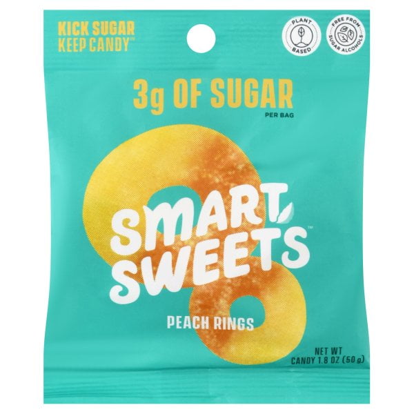 SmartSweets Peach Rings Gummy Candy, 1.8 oz Pouch