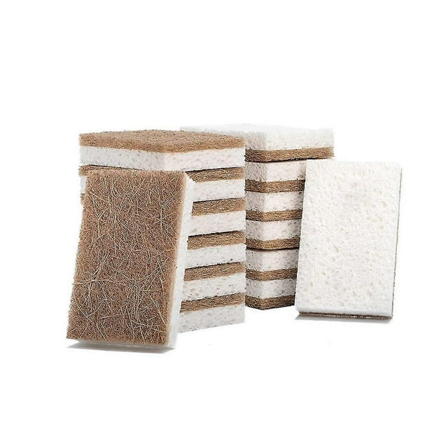16pcs Biodegradable Compostable Cellulose Kitchen Sponges Coconut Scrubber - Eco Friendly Sponge Fo
