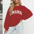 thumbnail image 2 of Uootdi Long Sleeve Shirt for Women Oversized Mama Letter Print Sweatshirts Crewneck Pullover Gift Casual Knit Graphic Mom Tops, 2 of 3