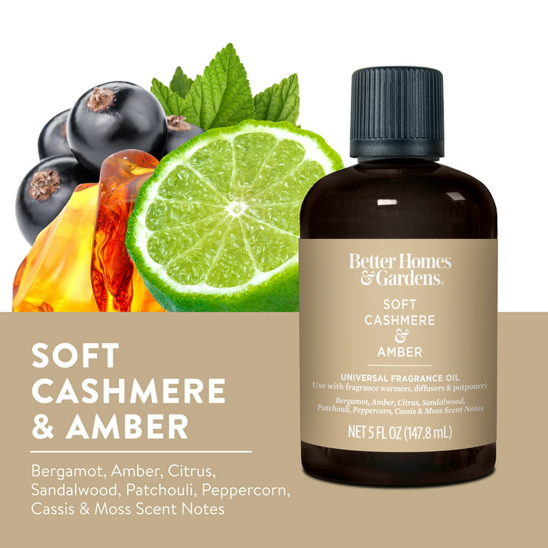 Better Homes & Gardens Universal Fragrance Oil, Soft Cashmere & Amber, 5 fl  oz, for use with Fragrance Oil Diffusers, Fragrance Warmers, Potpourri