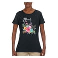 thumbnail image 2 of Wild Bobby, Cute Hearts and Flowers Blessed, Inspirational/Christian, Women Graphic Tee, Black, Small, 2 of 3