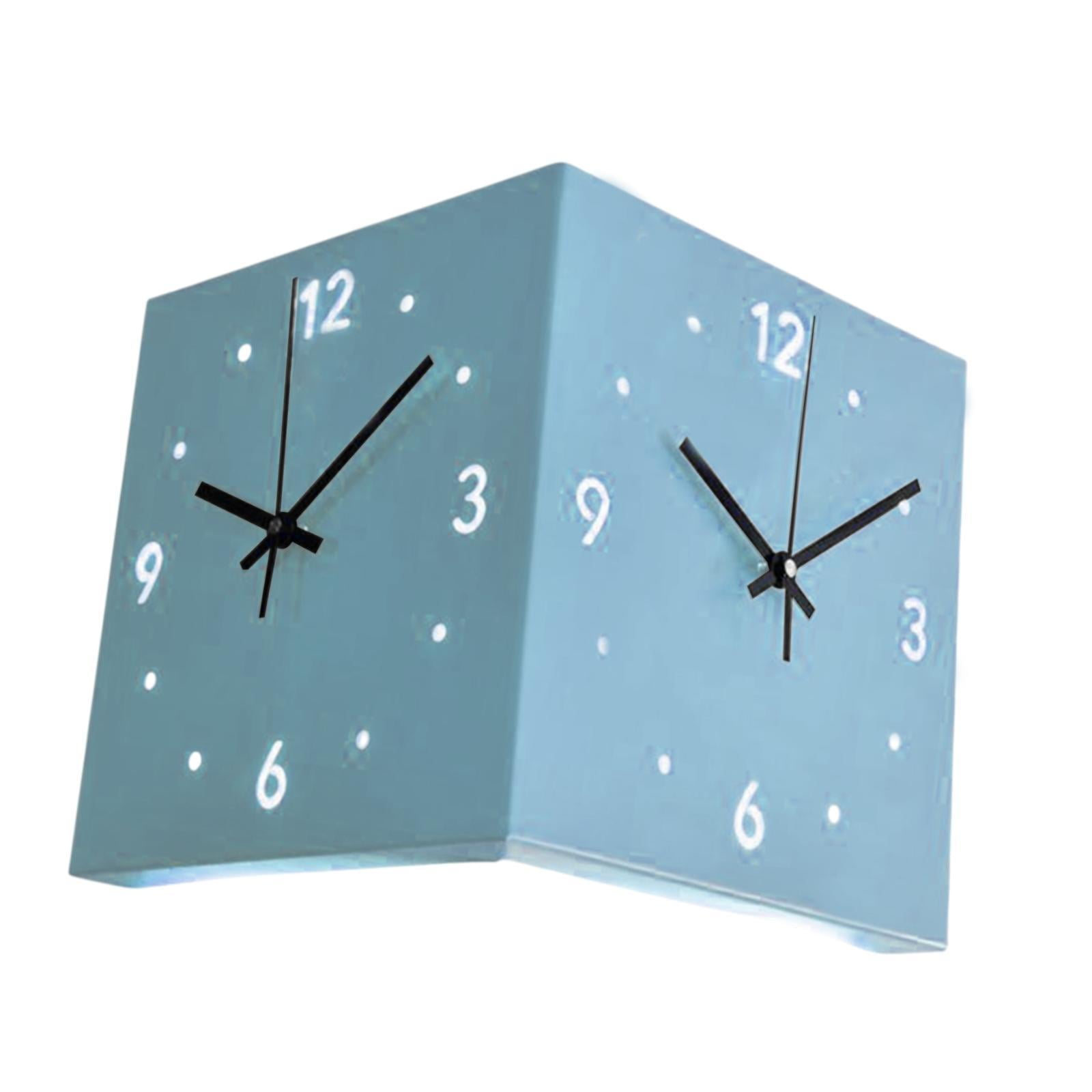 Baoblaze Double Sided Corner Wall Clock Friend Gift for Living Room Hotel Dining Room Blue