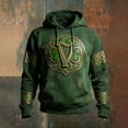 thumbnail image 2 of IWRICH St. Patrick's Day Hoodies for Men Clover Graphic Pullover Tees Irish American Flag Shamrock Casual Hooded Sweatshirt 12-Dark Green XL, 2 of 3