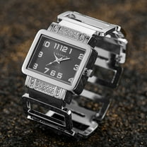 Women's Gold Bracelet Watch - Square Dial, Crystal Accents, Luxury Vintage-Inspired Wristwatch with Open Link Design - Elegant Quartz Timepiece for Formal and Casual Wear