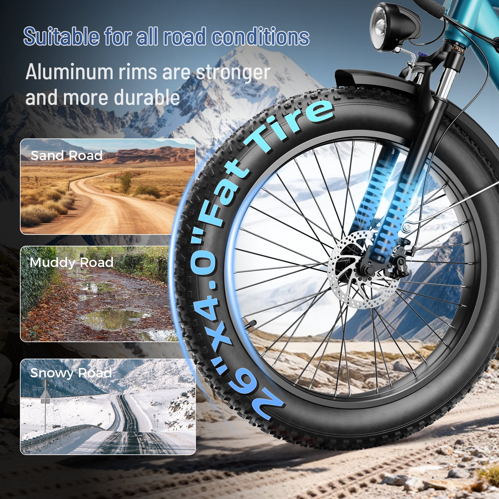 YareYi 2000W Peak Electric Bike for Adults 26", 28MPH Fat Tire Ebike, 48V 15Ah Removable Battery, Rear Rack UL2849