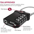 thumbnail image 2 of Luggage Padlock, 4 Digit Combination Padlock with Open Alarm, Combination Padlock with Gym Cable (2 Pieces, Black and Silver), 2 of 5