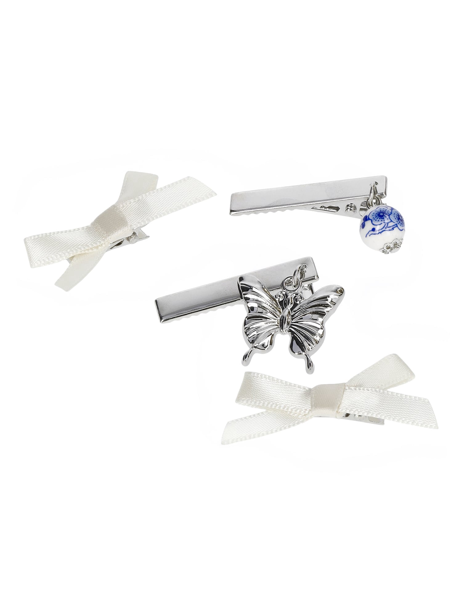 No Boundaries Bow Charm Hair Clip Set, 4-Piece, Women's