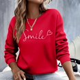 thumbnail image 5 of Oversize Sweatshirts for Women Butterfly Graphic Long Sleeve Crew Neck Casual Preppy Clothes Red XL, 5 of 8