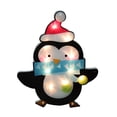 thumbnail image 1 of 17" Lighted Shimmering Penguin with Santa Hat Christmas Window Silhouette Decoration, 1 of 1