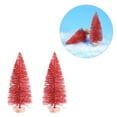 thumbnail image 2 of Gregiular 2pcs Mini Artificial Christmas Tree Cedar with Wood Base Desktop Miniature Ornaments Christmas Decoration (Red), 2 of 5