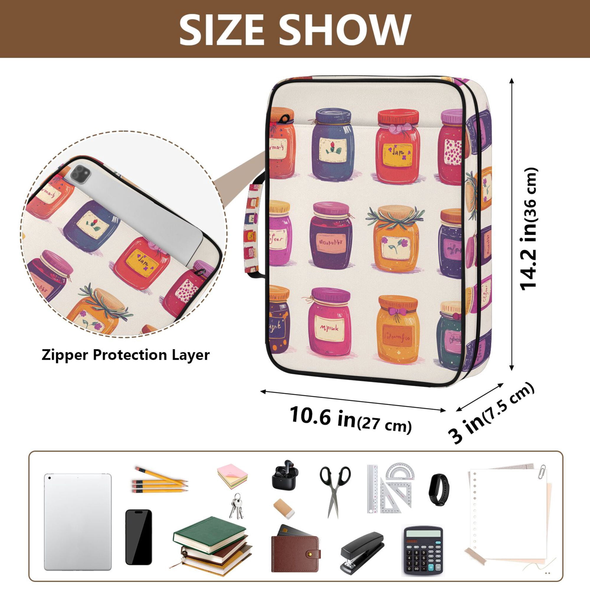 FORMRS Accordion File Folder A4 Size 7-Pocket Expanding Document Organizer Bag with 3 Ring Binder, Jam Jars