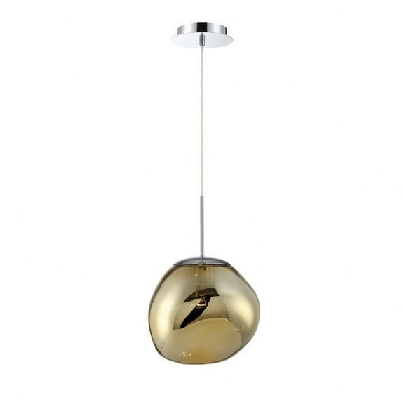 34287-033 Eurofase Lighting Bankwell - 1 Light Pendant - 10.5 Inches Wide by 12.5 Inches High-Gold Finish-Gold Glass Color
