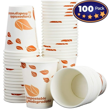 - Biodegradable and Compostable 12 Oz Paper Coffee Cups. 100 Pack By Avant Grub. Medium Sized, PLA Lined Disposable Beverage Cups For Hot and Cold Drinks. For Shops, Kiosks, Concession Stands and More.
