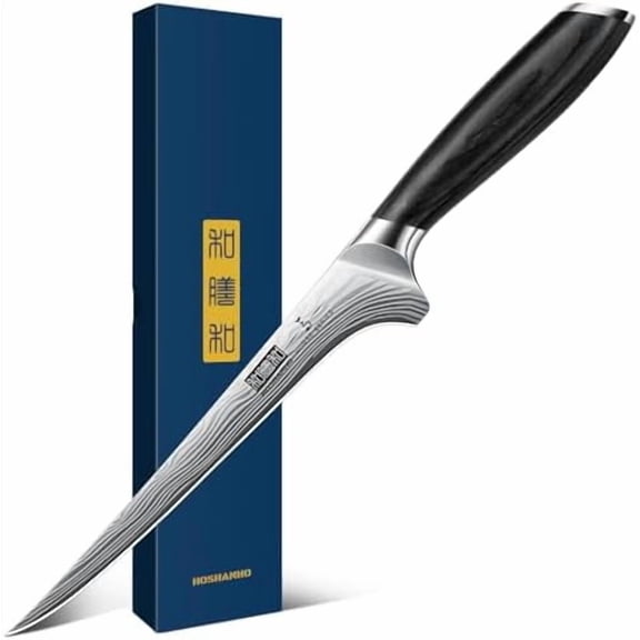 Fillet Knife 7 Inch, Razor Sharp Boning Knife for Meat Poultry Chicken Cutting, Japanese High Carbon Powder Steel Fish Knives with Flexible Blade and Pakkawood Handle$$Home Decor, Kitchen, & Other